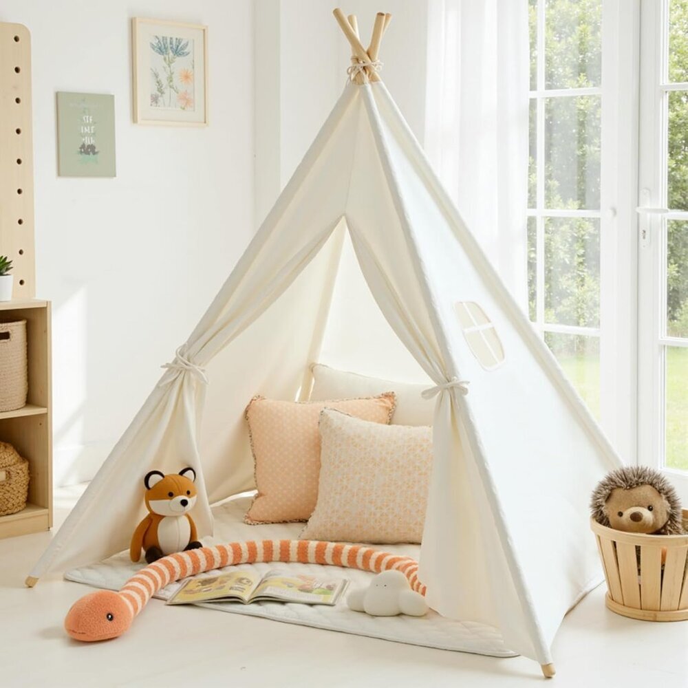 Teepee Tent for Kids Indoor Washable Play Tent with Lights for Toddlers Gift